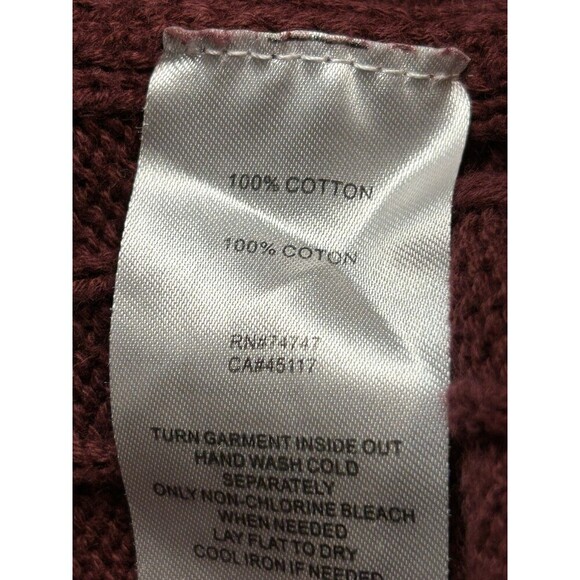 NATURAL REFLECTIONS Burgundy Acid Washed V-neck Cable Knit Sweater Medium - Picture 5 of 8